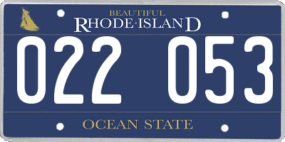 RI license plate 022053
