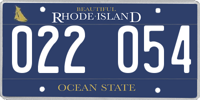RI license plate 022054