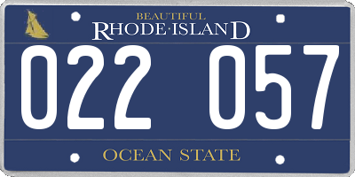 RI license plate 022057