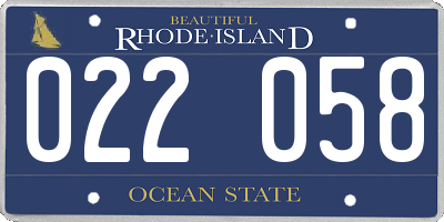 RI license plate 022058