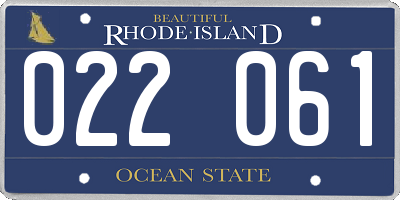 RI license plate 022061