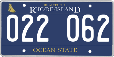 RI license plate 022062