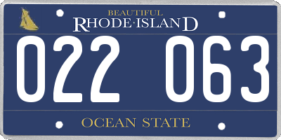 RI license plate 022063