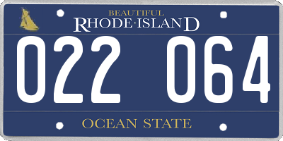 RI license plate 022064