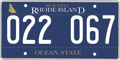 RI license plate 022067