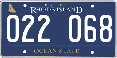 RI license plate 022068