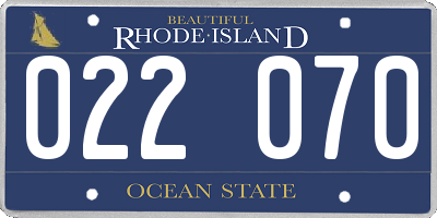 RI license plate 022070