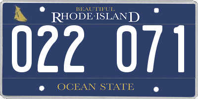 RI license plate 022071