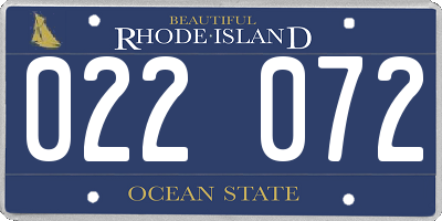 RI license plate 022072