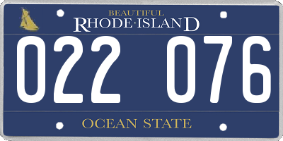 RI license plate 022076