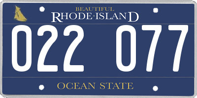 RI license plate 022077