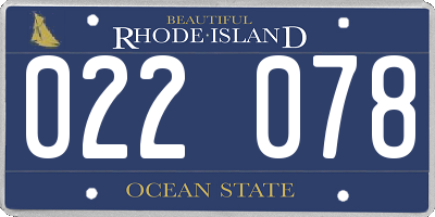 RI license plate 022078