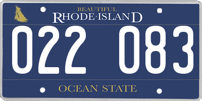 RI license plate 022083