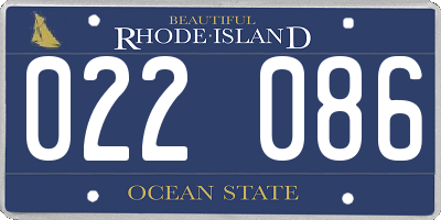 RI license plate 022086