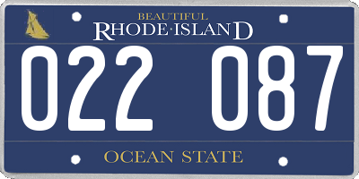 RI license plate 022087