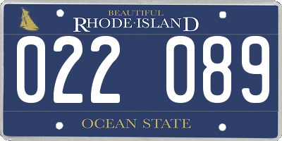 RI license plate 022089