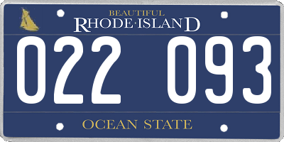 RI license plate 022093