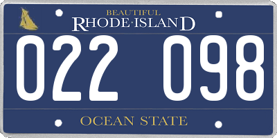 RI license plate 022098