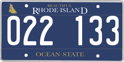 RI license plate 022133