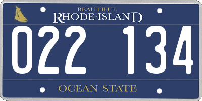 RI license plate 022134