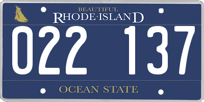 RI license plate 022137