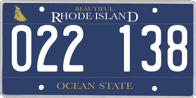 RI license plate 022138