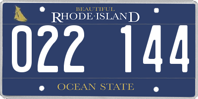 RI license plate 022144