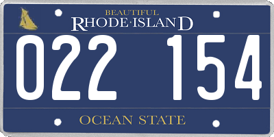RI license plate 022154
