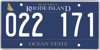 RI license plate 022171