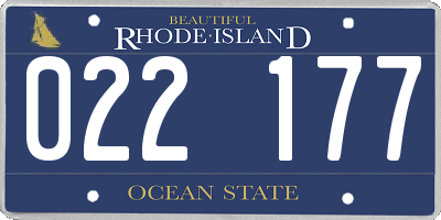 RI license plate 022177