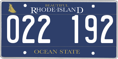 RI license plate 022192