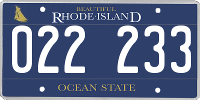RI license plate 022233