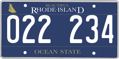 RI license plate 022234