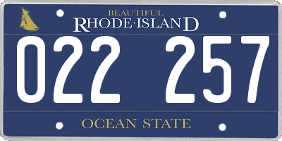 RI license plate 022257