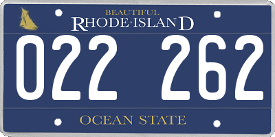 RI license plate 022262