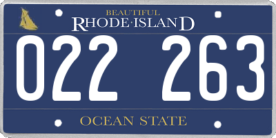 RI license plate 022263