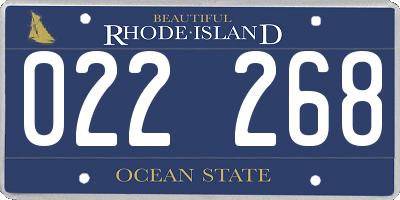 RI license plate 022268