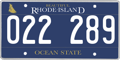 RI license plate 022289