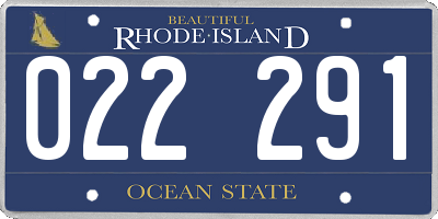 RI license plate 022291