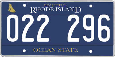 RI license plate 022296