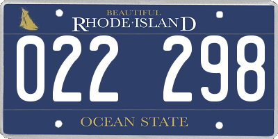 RI license plate 022298