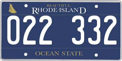 RI license plate 022332