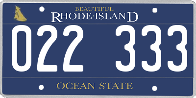 RI license plate 022333