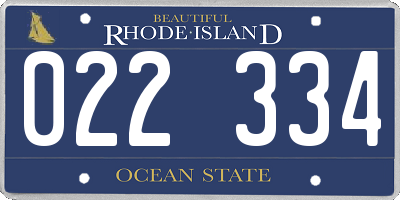 RI license plate 022334