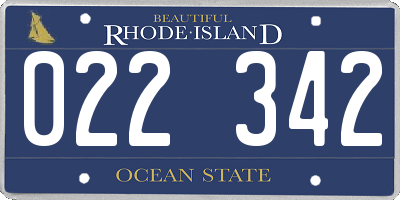 RI license plate 022342