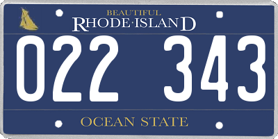 RI license plate 022343