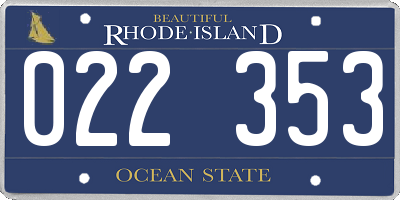 RI license plate 022353