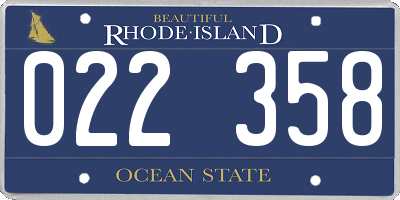 RI license plate 022358