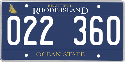 RI license plate 022360