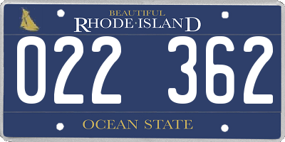 RI license plate 022362